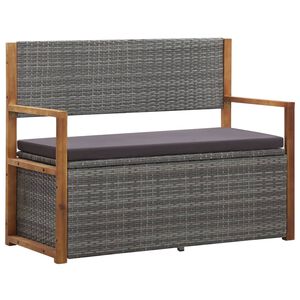 vidaXL Cassapanca 115 cm in Polyrattan e Legno Massello Acacia Grigia