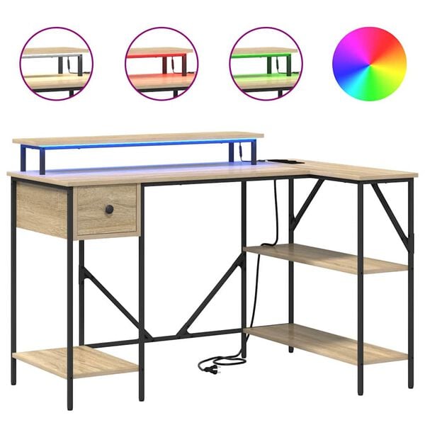 vidaXL Scrivania Rovere Sonoma 120 x 79 x 86,5 cm Legno multistrato