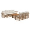 vidaXL Set Divano da Giardino 8 pz Naturale e Bianco Crema polyrattan