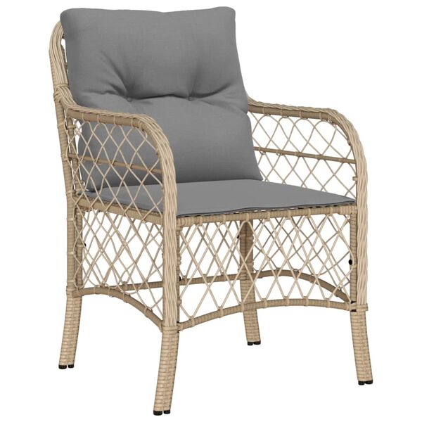vidaXL Set da Bistr&ograve; 3 pz con Cuscini Beige Misto in Polyrattan