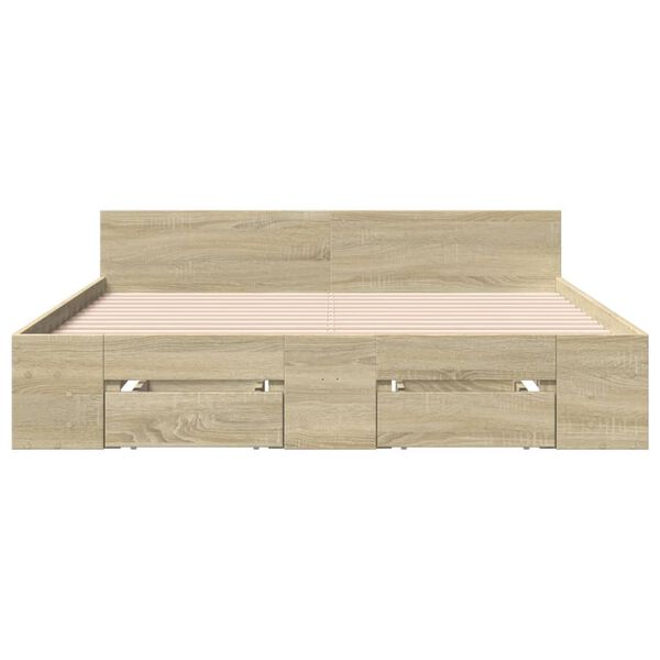 vidaXL Giroletto Cassetti Rovere Sonoma 135x190 cm Legno Multistrato