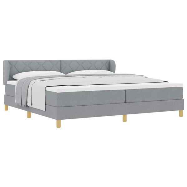 vidaXL Letto a molle con materasso Grigio chiaro 200 x 200 cm Tessuto
