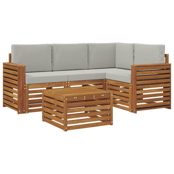 vidaXL Set di Mobili 5 pcs Grigio Naturale e Chiaro Legno multistrato