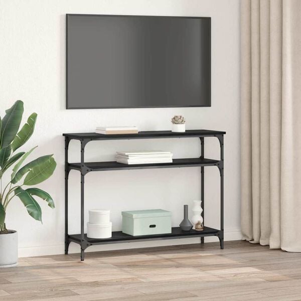 vidaXL Tavolo consolle Rovere Nero 100 x 29 x 75 cm Legno multistrato