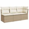 vidaXL Divano da Giardino con Cuscini a 3 Posti Beige in Polyrattan