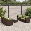 vidaXL Set Divani da Giardino 7 pz con Cuscini in Polyrattan Marrone