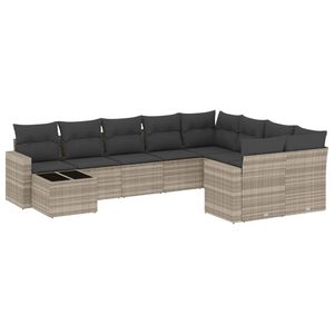 vidaXL Set Divano Giardino 10 pz con Cuscini Grigio Chiaro Polyrattan