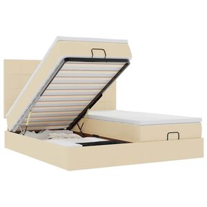 vidaXL Struttura Letto Pouf con Materassi Crema 160x200 cm in Tessuto