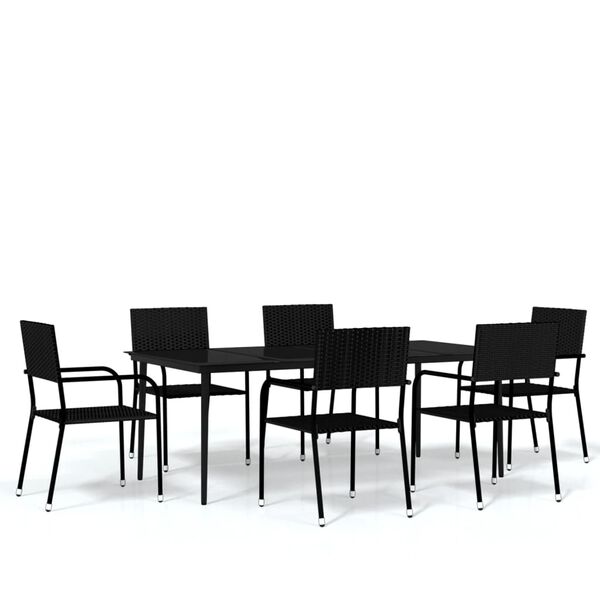 vidaXL Set Mobili da Pranzo da Giardino 7 pz Nero
