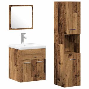 vidaXL Set di mobili per il bagno con lo scaffale 4 pcs Legno vecchio