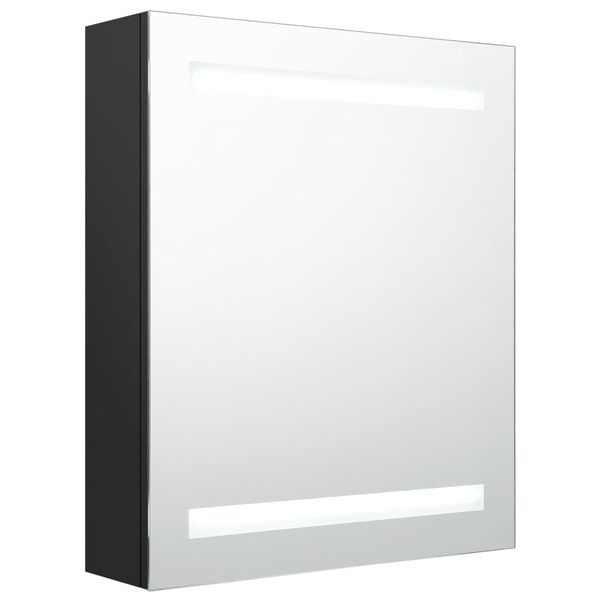 vidaXL Armadietto a Specchio con LED Nero 50x14x60 cm in MDF