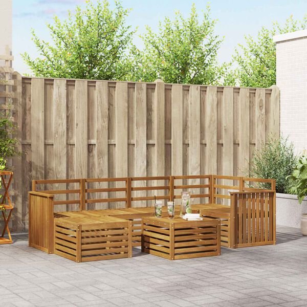 vidaXL Set divani Naturale Legno di Acacia Massello