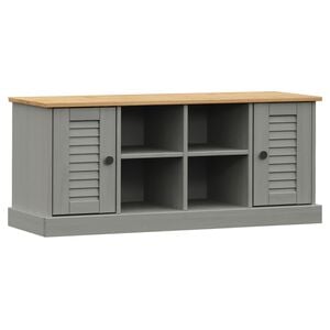vidaXL Panca Porta Scarpe Grigia VIGO 106x35x45 cm Legno Massello Pino