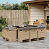 vidaXL Set Pranzo da Giardino 11 pz con Cuscini Beige Misto Polyrattan