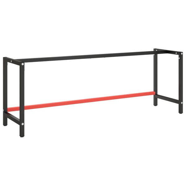 vidaXL Telaio Banco da Lavoro Nero e Rosso Opaco 220x57x79 cm Metallo