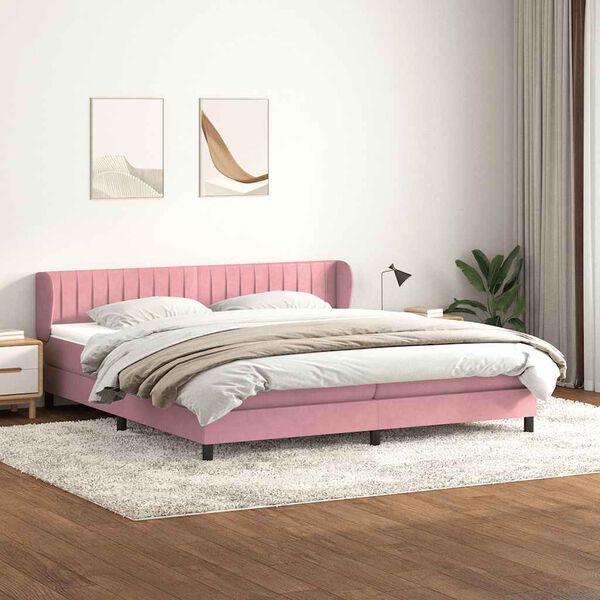vidaXL Giroletto a Molle con Materassi Rosa 180x220 cm in Velluto