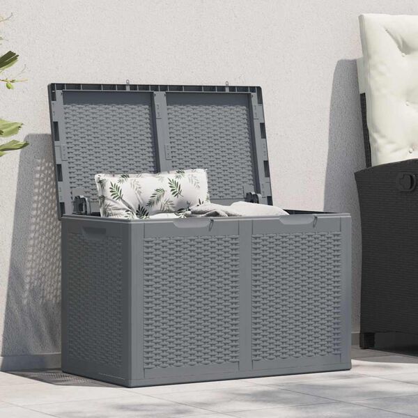 vidaXL Contenitore da Giardino Grigio in Rattan PP 180 L