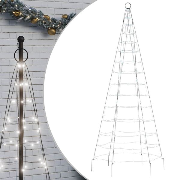 vidaXL Albero di Natale a LED su Pennone 200 LED Bianco Freddo 180 cm