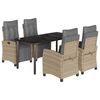 vidaXL Set Pranzo da Giardino 5 pz con Cuscini Beige Misto Polyrattan