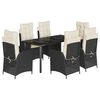vidaXL Set da Pranzo da Giardino 7 pz Nero con Cuscini in Polyrattan
