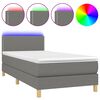vidaXL Letto a Molle Materasso e LED Grigio Scuro 90x200 cm in Tessuto