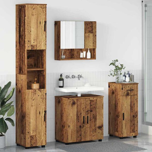 vidaXL Set di mobili per il bagno con cassetto 4 pcs Legno vecchio