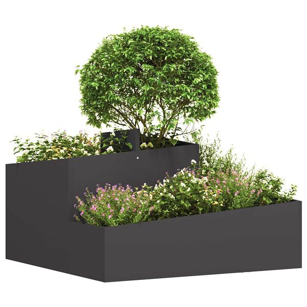 vidaXL Vaso da giardino Nero 80 x 80 x 50 cm Acciaio laminato a freddo