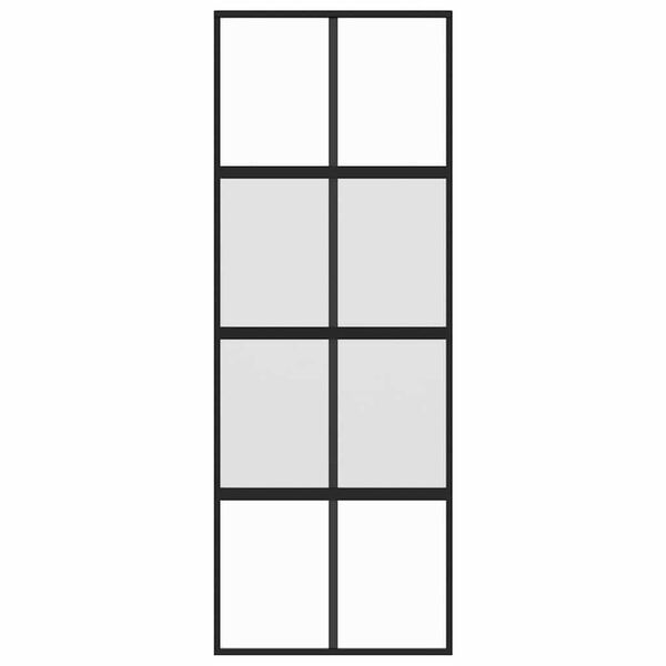 vidaXL Porta Scorrevole Nera 76x205 cm in Vetro Temperato e Alluminio