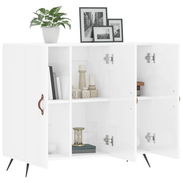 vidaXL Credenza Bianco Lucido 90x34x80 cm in Legno Multistrato
