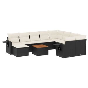 vidaXL Set Divani da Giardino 11 pz con Cuscini in Polyrattan Nero