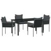 vidaXL Set da Pranzo per Giardino 5 pcs Nero e Grigio Rattan in PE
