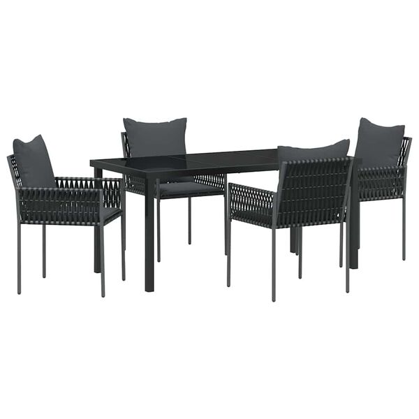 vidaXL Set da Pranzo per Giardino 5 pcs Nero e Grigio Rattan in PE