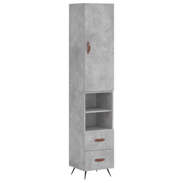 vidaXL Credenza Grigio Cemento 34,5x34x180 cm in Legno Multistrato