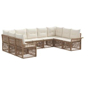 vidaXL Set Divano da Giardino 9 pcs Beige polyrattan