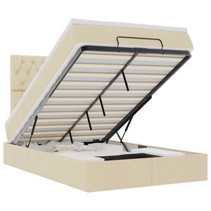 vidaXL Struttura Letto Pouf con Materasso Crema 120x200 cm in Tessuto