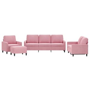 vidaXL Set di Divani 4 pz con Cuscini rosa in Velluto