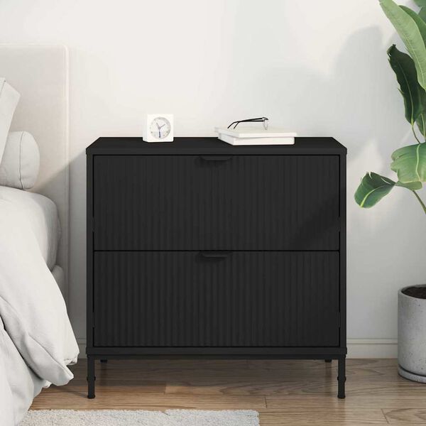 vidaXL Comodino con cassetto Nero 63.5 x 36 x 61 cm Legno multistrato