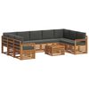 vidaXL Set di divani da esterno 10 pz Naturale e Antracite