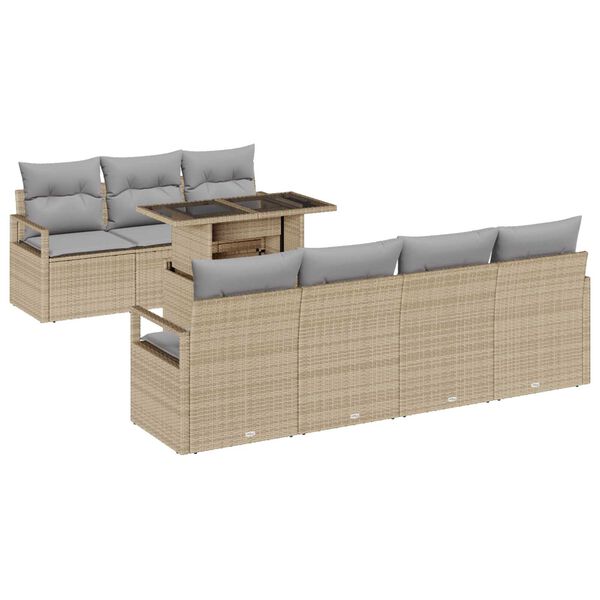 vidaXL Set Divano da Giardino con cuscino 8 pcs Beige Poly Rattan