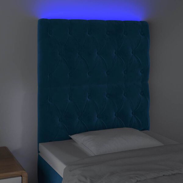 vidaXL Testiera a LED Blu scuro 80x7x118/128 cm in Velluto