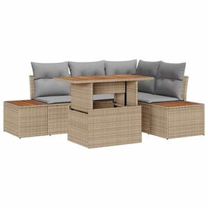 vidaXL Set Divano da Giardino 5 pz Beige Poly Rattan