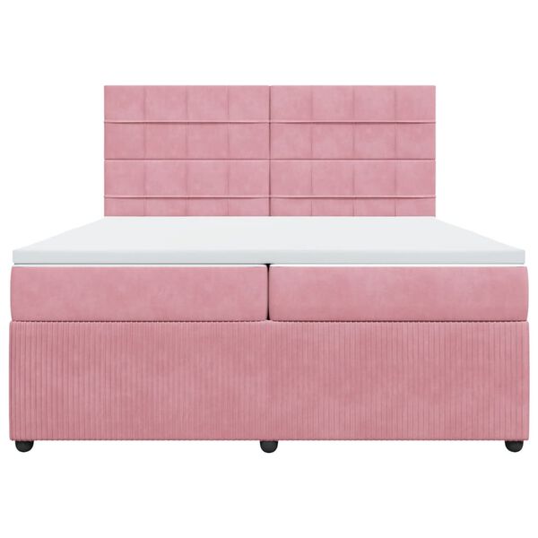 vidaXL Giroletto a Molle con Materasso Rosa 200x200 cm in Velluto