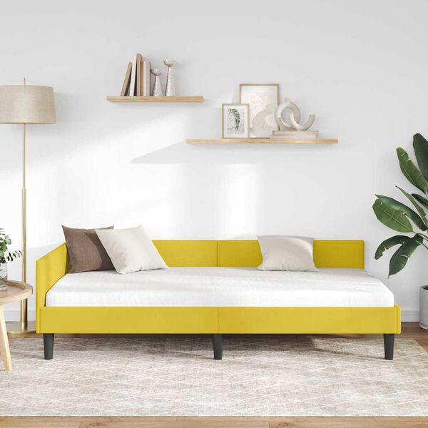 vidaXL Cornice del letto ad angolo Giallo 90 cm x 200 cm Velluto