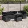 vidaXL Set Divano da Giardino con cuscino 8 pcs Nero Poly Rattan
