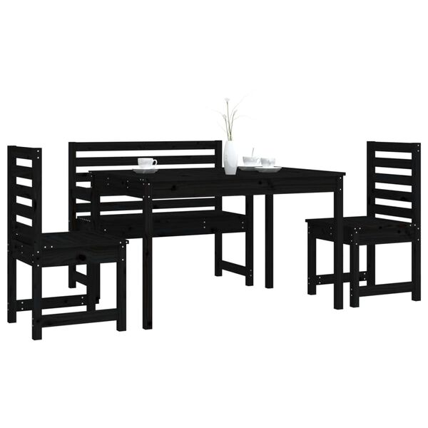 vidaXL Set da Pranzo per Giardino 4pz Nero in Legno Massello di Pino