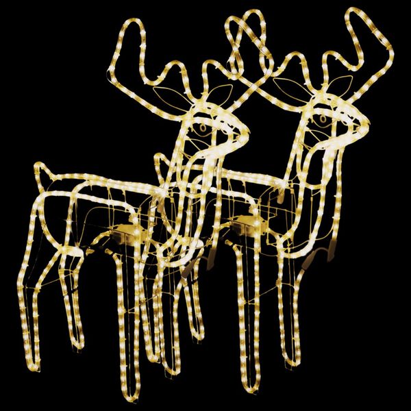 vidaXL Figure Natalizie Renne con Teste Mobili 2 pz Bianco Caldo