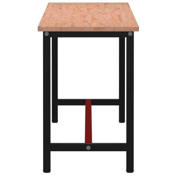 vidaXL Banco da Lavoro 200x55x81,5 cm Legno Massello Faggio e Metallo