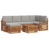 vidaXL Set di divani da esterno 7 pz Grigio Naturale e Chiaro