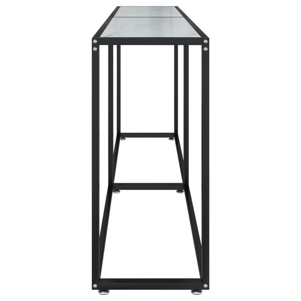 vidaXL Tavolo Consolle Marmo Bianco 180x35x75,5 cm in Vetro Temperato