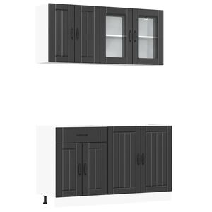 vidaXL Set Mobili da Cucina 4 pz Lucca Neri Legno Multistrato